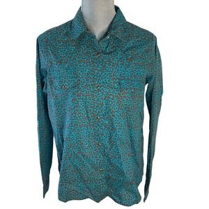 Wrangler Blue and Brown Leopard Print Blouse
